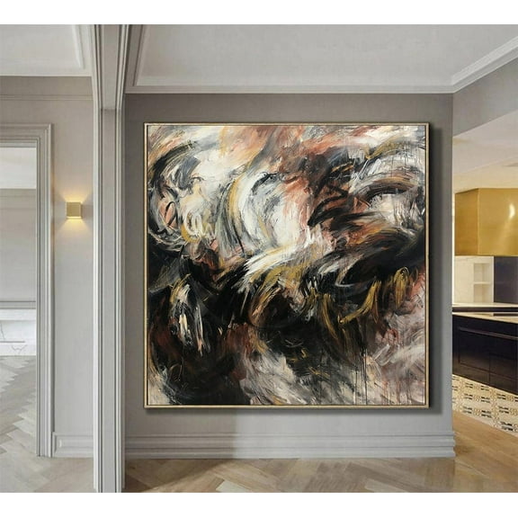 60x60" Large Abstract Oil Painting Brush Strokes Art Colorful Wall Art Contemporary Art Abstract Expressionism Painting Luxury Wall Art