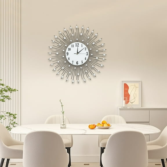 60x60cm Round Diamond Wall Clock 12-Hour Display Wall Watch Modern Home Decor