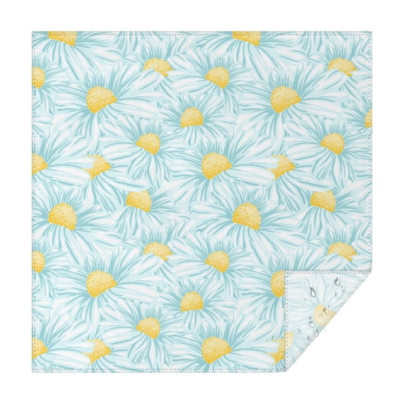 60x60in(152x152cm) Square Tablecloth, Waterproof Polyester Table Cover, Wrinkle Resistant & Washable Fabric for Dining, Kitchen, Picnic, Daisy Flowers Print