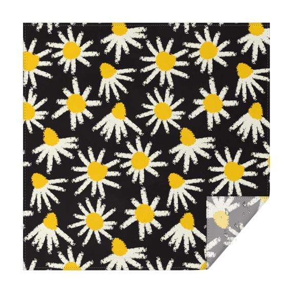 60x60in(152x152cm) Square Tablecloth, Waterproof Polyester Table Cover, Wrinkle Resistant & Washable Fabric for Dining, Kitchen, Picnic, Daisy Flowers Print