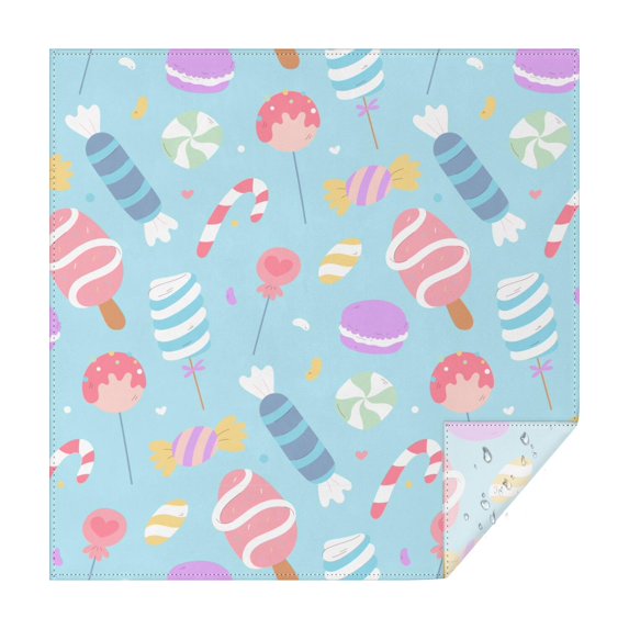 60x60in(152x152cm) Square Tablecloth, Waterproof Polyester Table Cover, Wrinkle Resistant & Washable Fabric for Dining, Kitchen, Picnic, Sweet Candy Print