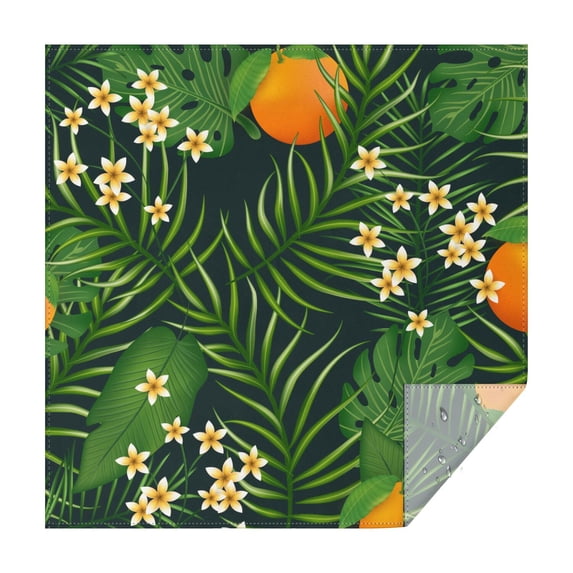 60x60in(152x152cm) Square Tablecloth, Waterproof Polyester Table Cover, Wrinkle Resistant & Washable Fabric for Dining, Kitchen, Picnic, Tropical Leaf Print