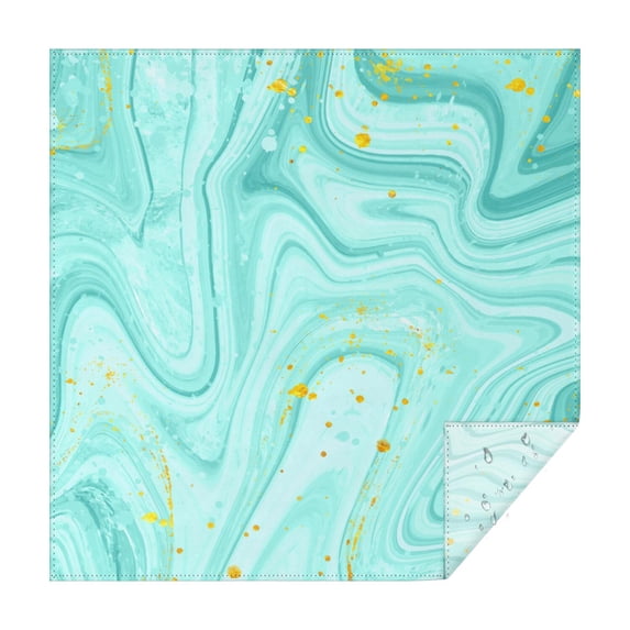 60x60in(152x152cm) Square Tablecloth, Waterproof Polyester Table Cover, Wrinkle Resistant & Washable Fabric for Dining, Kitchen, Picnic, Turquoise Marble Pattern