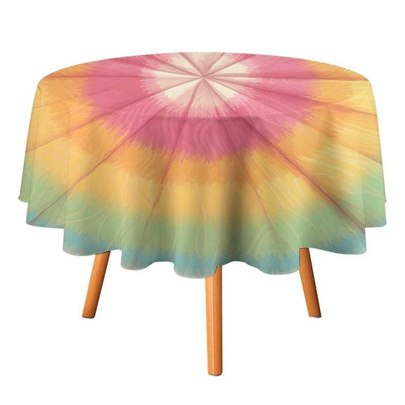 60x60in Round Tablecloth Car Line Straight And Dense Wireless Head Gap Durable Easy To Clean For Picnic Living Room Dining Room Tie-dye Pattern Bright Colors (2)