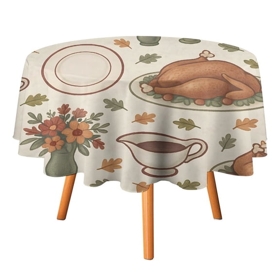 60x60in Round Tablecloth Car Line Straight And Dense Wireless Head Gap Durable Easy To Clean For Picnic Living Room Dining Room Vintage Thanksgiving Table Pattern