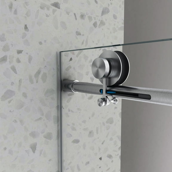 60x63'' Brushed Nickel Frameless Shower Door, Bathroom Sliding Shower Door with 304 Stainless Steel Pulleys & Adjustable Soft Closing Function