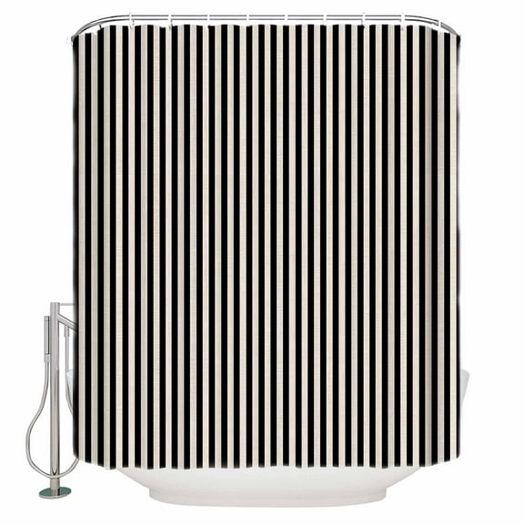 60x72 Inch Shower Curtains for Bathroom Black Striped Fabric Bath Curtain Decor Modern Simple Farmhouse Beige Vintage Waterproof Restroom Curtains Shower Set Accessories with 12 Hooks 60 Inch
