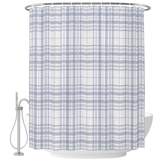 60x72 Inch Shower Curtains for Bathroom, Buffalo Plaid Fabric Bath Curtain Decor, Lavender Lilac Farmhouse Minimalist Striped Waterproof Restroom Curtains Shower Set Accessories with 12 Hooks 60 Inch