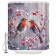thumbnail image 1 of 60x72 Inch Shower Curtains for Bathroom Christmas Fabric Bath Curtain Decor Snowy Bird Red Fruit Love Winter Snowflake Waterproof Restroom Curtains Shower Set Accessories with 12 Hooks 60 Inch, 1 of 6