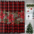 thumbnail image 1 of 60x72 Inch Shower Curtains for Bathroom, Christmas Poinsettia Bath Curtain Decor, Xmas Pinecones Berry Snowflake Red Plaid Waterproof Restroom Curtains Shower Set Accessories with 12 Hooks 60 Inch, 1 of 8
