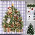 thumbnail image 1 of 60x72 Inch Shower Curtains for Bathroom, Christmas Trees Fabric Bath Curtain Decor, Winter Xmas Balls Cute Cat Purple Plaid Waterproof Restroom Curtains Shower Set Accessories with 12 Hooks 60 Inch, 1 of 8