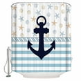 thumbnail image 1 of 60x72 Inch Shower Curtains for Bathroom Coastal Nautical Fabric Bath Curtain Decor Blue Striped Starfish Shell Beach Waterproof Restroom Curtains Shower Set Accessories with 12 Hooks 60 Inch, 1 of 6