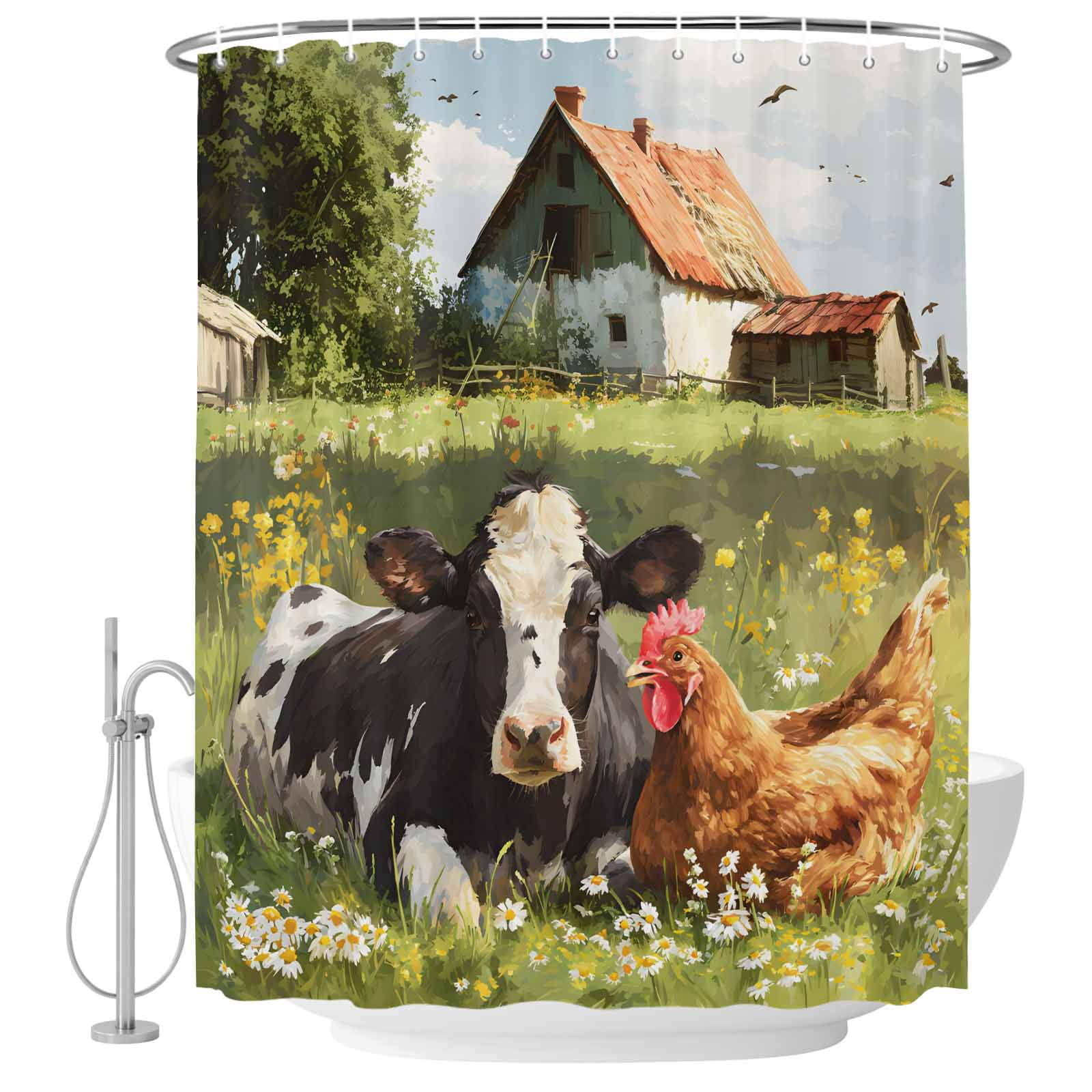 60x72 Inch Shower Curtains for Bathroom, Country Farmhouse Bath Curtain ...