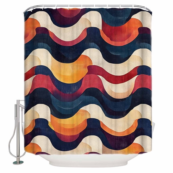 60x72 Inch Shower Curtains for Bathroom Geometric Red Orange Blue Fabric Bath Curtain Decor Modern Color Block Waterproof Restroom Curtains Shower Set Accessories with 12 Hooks 60 Inch
