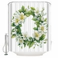 thumbnail image 1 of 60x72 Inch Shower Curtains for Bathroom Green Floral Wreath Fabric Bath Curtain Decor Spring Farmhouse Blooms Waterproof Restroom Curtains Shower Set Accessories with 12 Hooks 60 Inch, 1 of 6