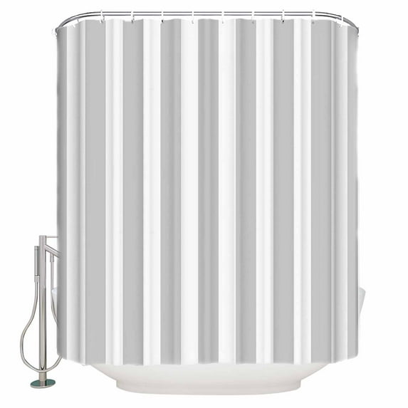 60x72 Inch Shower Curtains for Bathroom Grey Striped Fabric Bath Curtain Decor Modern Farmhouse Gray White Stripes Waterproof Restroom Curtains Shower Set Accessories with 12 Hooks 60 Inch