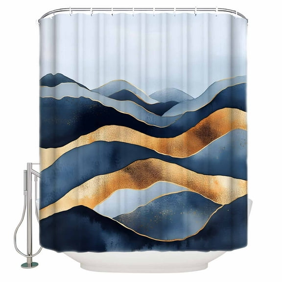 60x72 Inch Shower Curtains for Bathroom Moroccon Fabric Bath Curtain Decor Blue Mountain Waterproof Restroom Curtains Shower Set Accessories with 12 Hooks 60 Inch