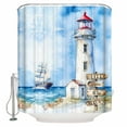 thumbnail image 1 of 60x72 Inch Shower Curtains for Bathroom Nautical Blue Fabric Bath Curtain Decor Lighthouse Ocean Sailboat Summer Painting Waterproof Restroom Curtains Shower Set Accessories with 12 Hooks 60 Inch, 1 of 6