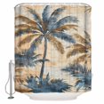 thumbnail image 1 of 60x72 Inch Shower Curtains for Bathroom Navy Blue Brown Fabric Bath Curtain Decor Tropical Botanical Palm Leaves Retro Waterproof Restroom Curtains Shower Set Accessories with 12 Hooks 60 Inch, 1 of 6