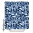 thumbnail image 1 of 60x72 Inch Shower Curtains for Bathroom Navy Blue Garden Fabric Bath Curtain Decor Modern Art Building Trees Landscape Waterproof Restroom Curtains Shower Set Accessories with 12 Hooks 60 Inch, 1 of 6