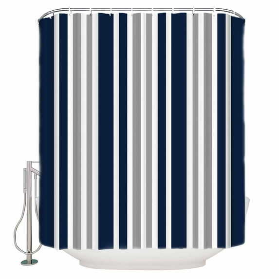 60x72 Inch Shower Curtains for Bathroom Navy Blue Grey Striped Fabric Bath Curtain Decor Modern Minimalist Ombre Lines Waterproof Restroom Curtains Shower Set Accessories with 12 Hooks 60 Inch