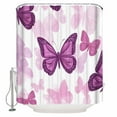 thumbnail image 1 of 60x72 Inch Shower Curtains for Bathroom Purple Butterflies Fabric Bath Curtain Decor Spring Summer Butterfly Waterproof Restroom Curtains Shower Set Accessories with 12 Hooks 60 Inch, 1 of 6