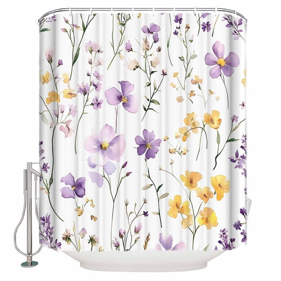 60x72 Inch Shower Curtains for Bathroom Purple Floral Blossom Fabric Bath Curtain Decor Spring Rustic Botanical Waterproof Restroom Curtains Shower Set Accessories with 12 Hooks 60 Inch