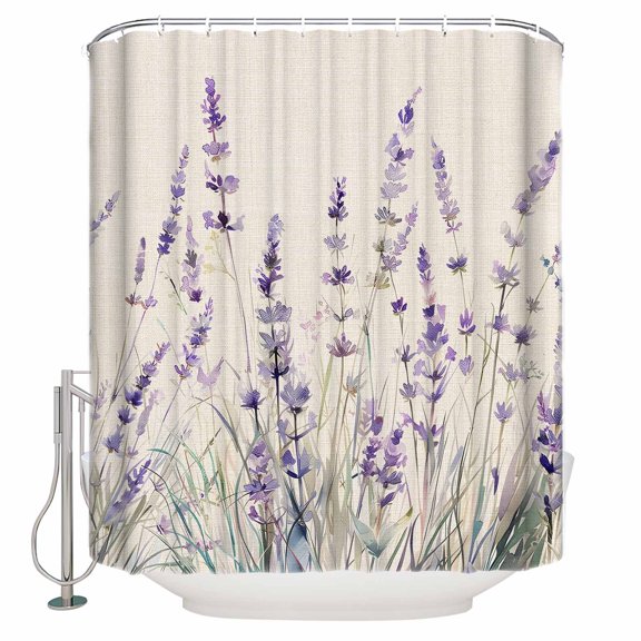 60x72 Inch Shower Curtains for Bathroom Purple Spring Floral Fabric Bath Curtain Decor Summer Flowers Botanical Rustic Waterproof Restroom Curtains Shower Set Accessories with 12 Hooks 60 Inch