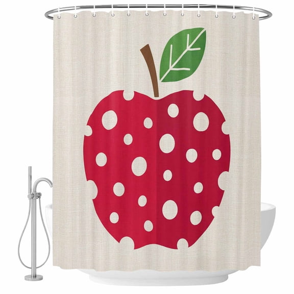 60x72 Inch Shower Curtains for Bathroom, Red Apples Fabric Bath Curtain Decor, Watercolor Botanical Modern Abstract Art Waterproof Restroom Curtains Shower Set Accessories with 12 Hooks 60 Inch
