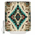 thumbnail image 1 of 60x72 Inch Shower Curtains for Bathroom Red Teal Brown Boho Fabric Bath Curtain Decor Southwestern Country Geometric Waterproof Restroom Curtains Shower Set Accessories with 12 Hooks 60 Inch, 1 of 6
