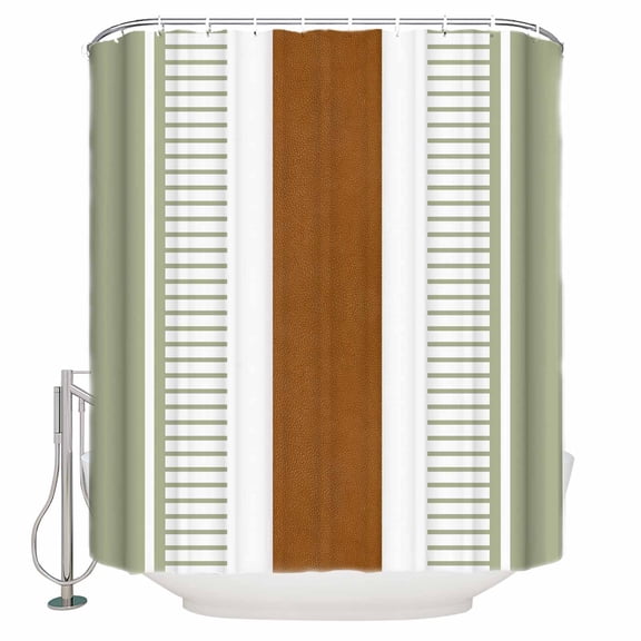 60x72 Inch Shower Curtains for Bathroom Sage Green Farmhouse Fabric Bath Curtain Decor Green Brown Striped Waterproof Restroom Curtains Shower Set Accessories with 12 Hooks 60 Inch