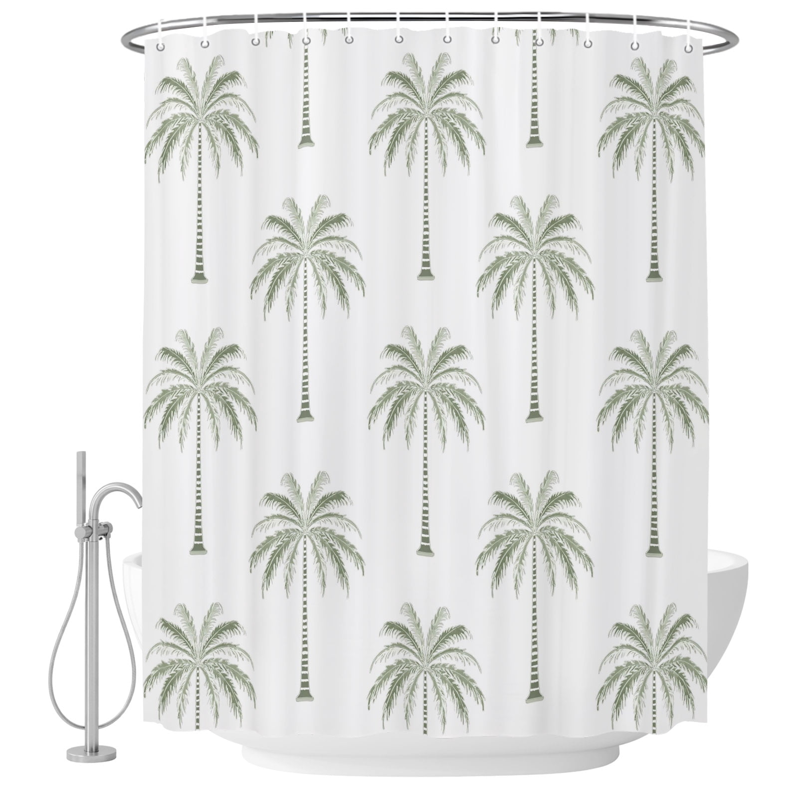 60x72 Inch Shower Curtains for Bathroom, Sage Green Palm Trees Fabric ...