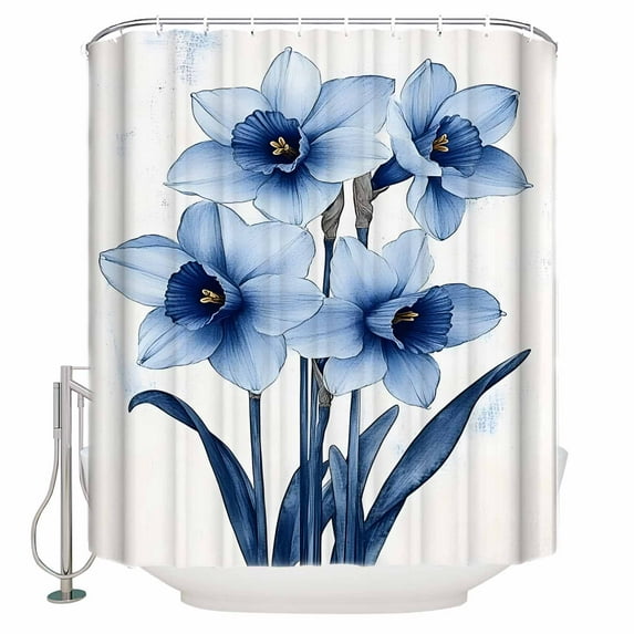 60x72 Inch Shower Curtains for Bathroom Spring Blooms Botanicals Fabric Bath Curtain Decor Vintage Floral Spring Blue Waterproof Restroom Curtains Shower Set Accessories with 12 Hooks 60 Inch
