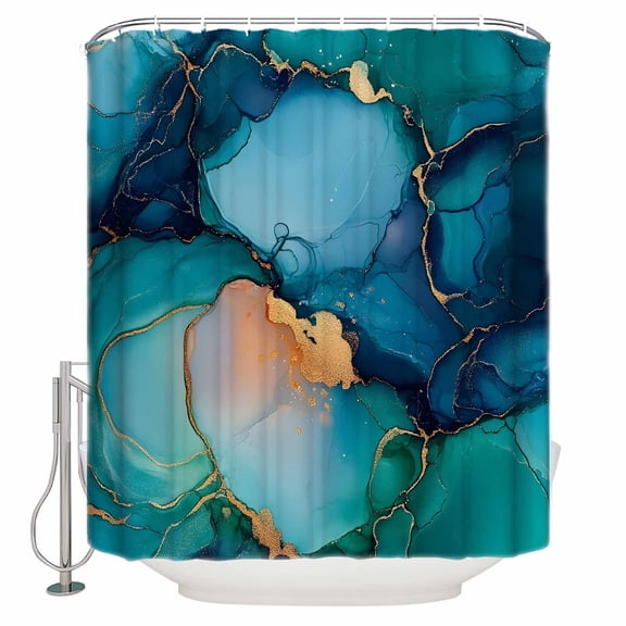 60x72 Inch Shower Curtains for Bathroom Turquoise Blue Ombre Marble Fabric Bath Curtain Decor Modern Abstract Art Waterproof Restroom Curtains Shower Set Accessories with 12 Hooks 60 Inch