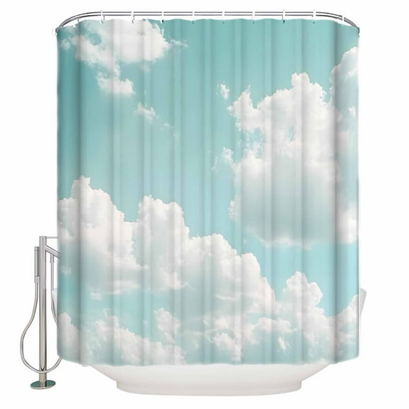 60x72 Inch Shower Curtains for Bathroom Turquoise Sky Fabric Bath Curtain Decor Rustic Retro Clouds Landscape Waterproof Restroom Curtains Shower Set Accessories with 12 Hooks 60 Inch