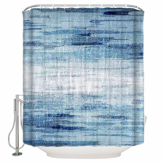 60x72 Inch Shower Curtains for Bathroom Vintage Blue Fabric Bath Curtain Decor Retro Blue Ombre Modern Abstract Art Waterproof Restroom Curtains Shower Set Accessories with 12 Hooks 60 Inch