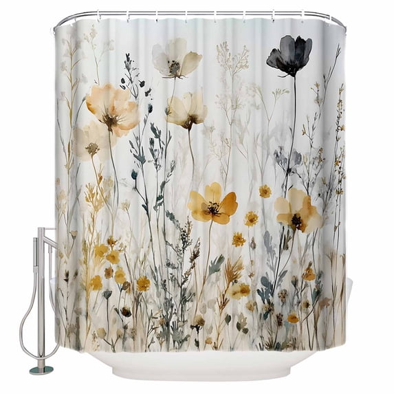 60x72 Inch Shower Curtains for Bathroom Watercolor Spring Flowers Fabric Bath Curtain Decor Botanical Blossoms Floral Waterproof Restroom Curtains Shower Set Accessories with 12 Hooks 60 Inch
