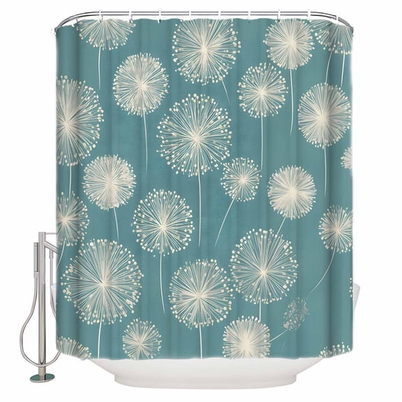 60x72 Inch Shower Curtains for Bathroom White Dandelion Fabric Bath Curtain Decor Pastoral Botanical Floral Waterproof Restroom Curtains Shower Set Accessories with 12 Hooks 60 Inch