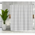 thumbnail image 1 of 60x72 Inches White Geometric Shower Curtain Black White Lattice Square Plaid Pattern Modern Simple Striped Fabric Shower Curtains for Bathroom Decor Waterproof Polyester with Hooks, 1 of 5