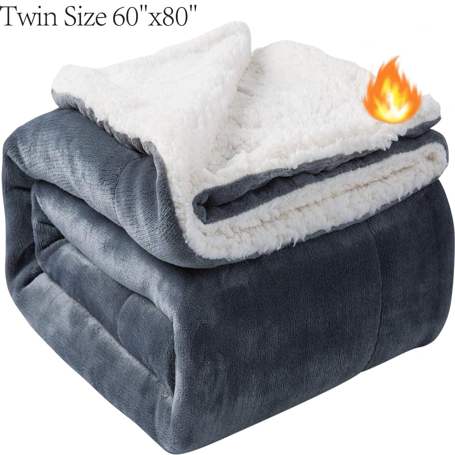 60x80 Sherpa Blanket Twin Warm Bed Blanket for Winter Cozy Soft Fuzzy Couch Throw Flannel Fleece