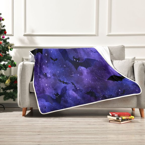 60x80 inch Crystal Fleece & Arctic Fleece Blanket Soft Bed Throws for Home or Camping Bats in The Night Sky