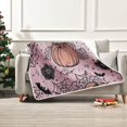 thumbnail image 1 of 60x80 inch Crystal Fleece & Arctic Fleece Blanket Soft Bed Throws for Home or Camping Black Flowers and Spider Web, 1 of 7