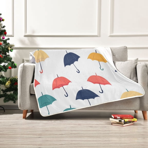 60x80 inch Crystal Fleece & Arctic Fleece Blanket Soft Bed Throws for Home or Camping Colorful Umbrellas Pattern