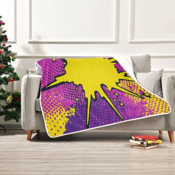 60x80 inch Crystal Fleece & Arctic Fleece Blanket Soft Bed Throws for Home or Camping Comic Explosion Effect