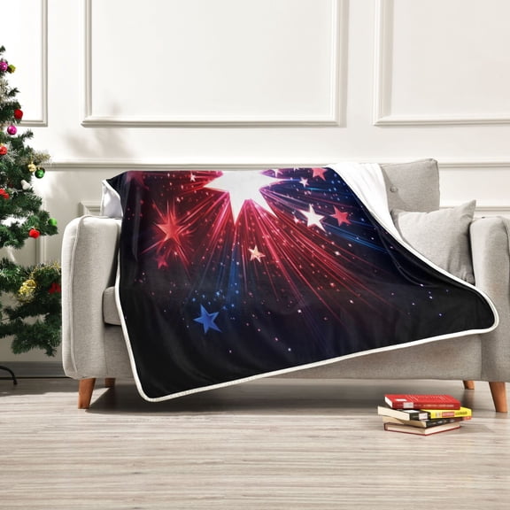 60x80 inch Crystal Fleece & Arctic Fleece Blanket Soft Bed Throws for Home or Camping Exploding Stars and Lights