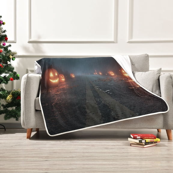60x80 inch Crystal Fleece & Arctic Fleece Blanket Soft Bed Throws for Home or Camping Halloween Night