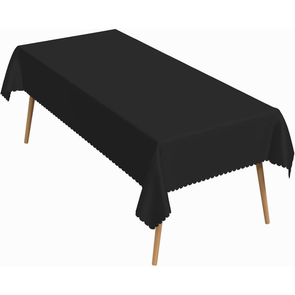 60x84 Inch Black Rectangle Tablecloths Solid Color Heavy Duty Washable Fabric Table Cloth Waterproof Durable Table Cover for Kitchen Dining Party Buffet Home Picnic Wedding Outdoor Decor