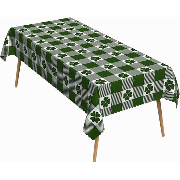 60x84 Inch Checkered Rectangle Tablecloth Green Shamrock Plaid Table Cloth Washable Durable Table Cover for Dining Kitchen St Patrick''s Day Decor Party Supplies