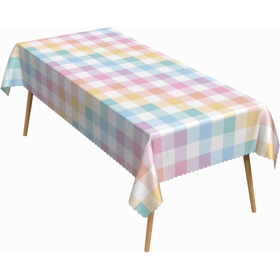 60x84 Inch Checkered Rectangle Tablecloth Vintage Colorful Gradient Plaid Table Cloth Washable Durable Table Cover for Kitchen Dining Room Picnic Valentine''s Day Party Decor