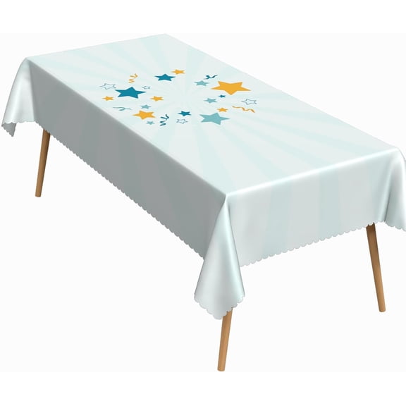 60x84 Inch Children Rectangular Tablecloth Star Ribbon Table Cloth Washable Durable Table Cover Suitable for Kitchen Kids'' Room Bedroom Outdoor Party